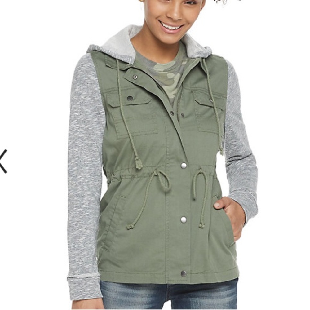 Knit sleeve utility jacket